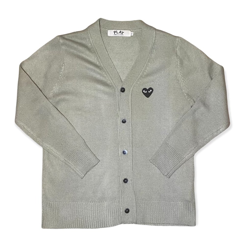 Comme Des Garcons - Beige Button Up Play Sweater- Fits like a US Large